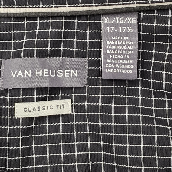 Van Heusen Men's Dark Checkered Button Down Shirt - Picture 9 of 10